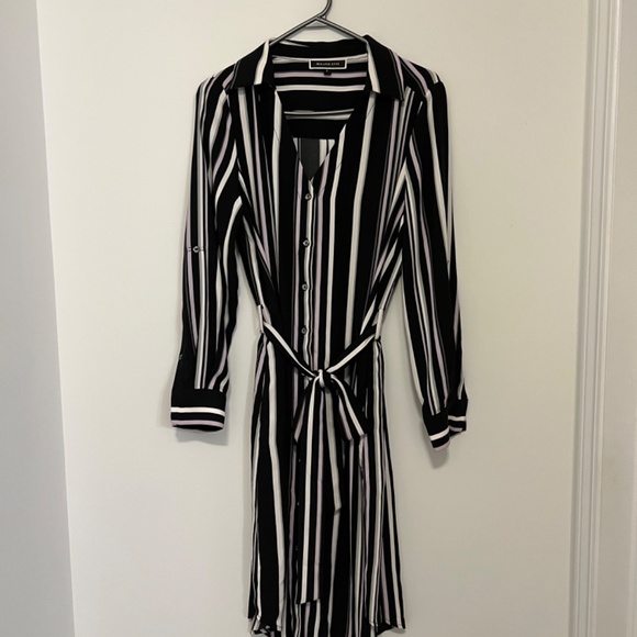Melanie Lyne Striped Belted Midi Shirt Dress Size 6 - Picture 4 of 12